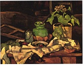 Натюрморт Горшок с цветами на столе